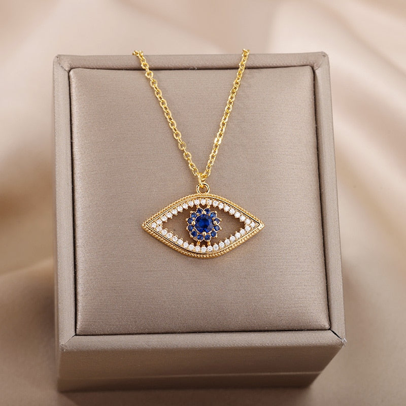 Zircon Evil Eye Pendant Necklace For Women