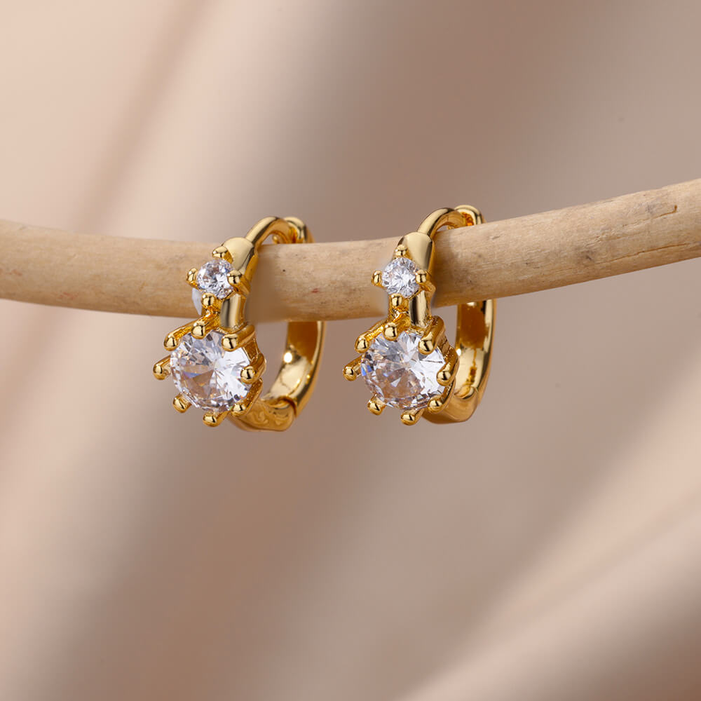 Heart Zircon Hoop Earrings for Women