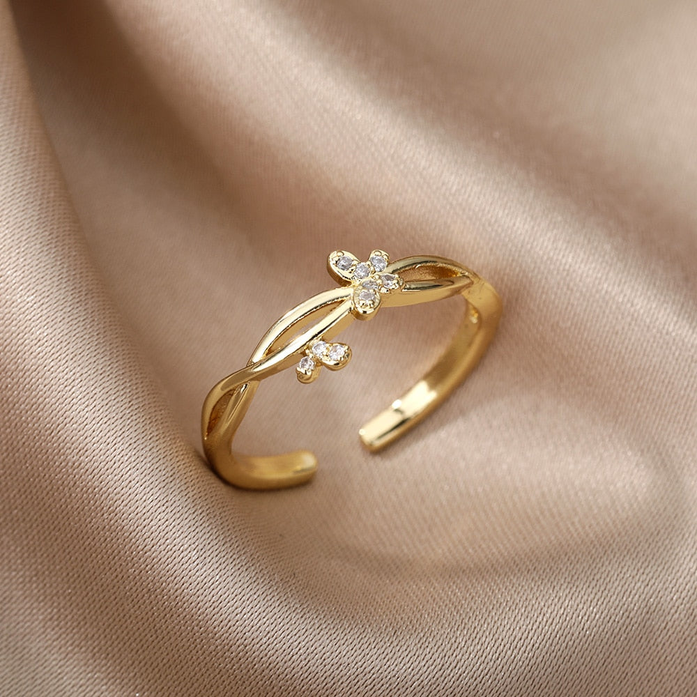 Women Bee Butterfly, Moon Heart Ring