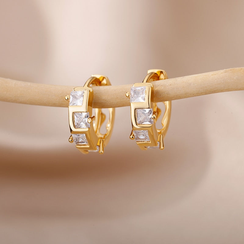 Heart Zircon Hoop Earrings for Women