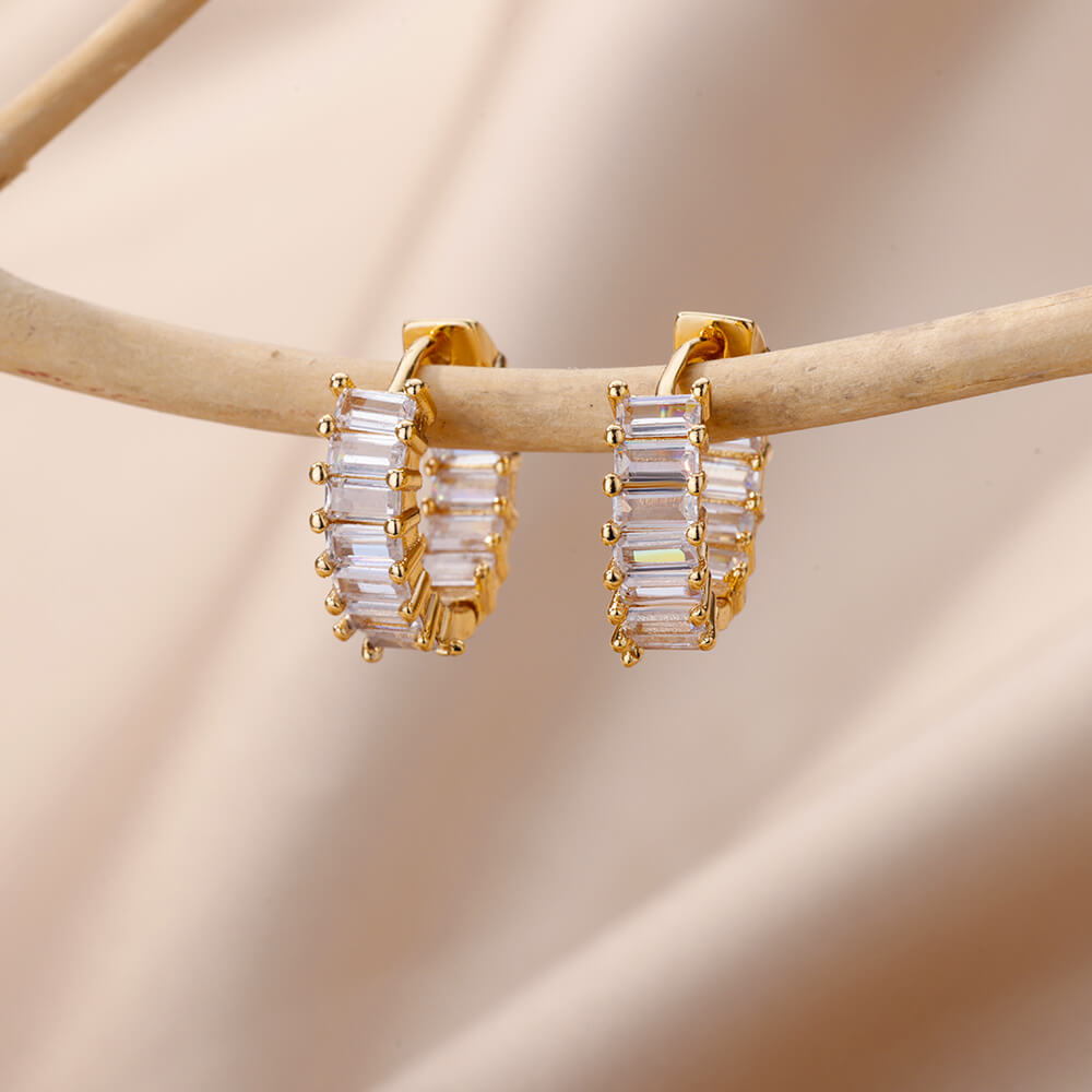 Heart Zircon Hoop Earrings for Women