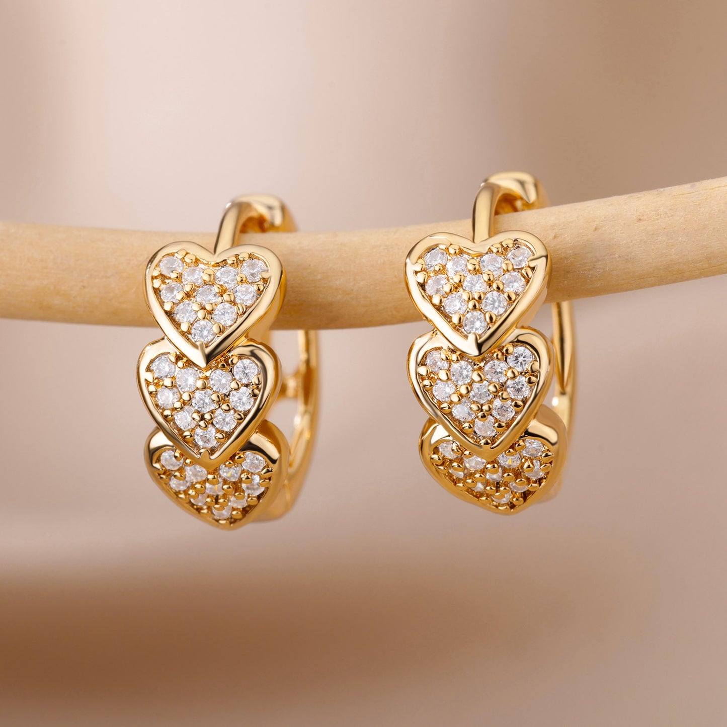 Heart Zircon Hoop Earrings for Women