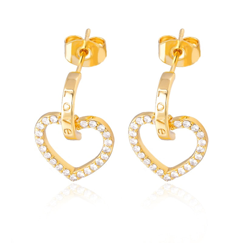Vintage Gold Heart Earrings For Women