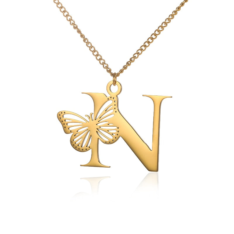 Dainty Big Butterfly Letters Necklaces For Women