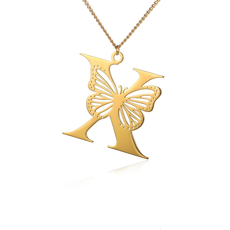 Dainty Big Butterfly Letters Necklaces For Women