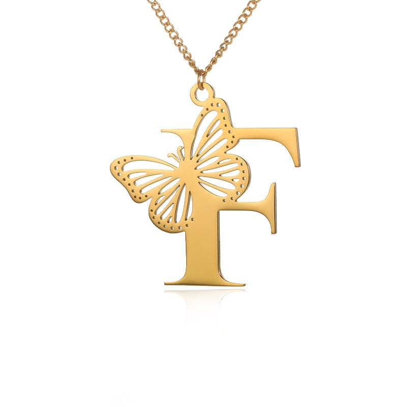 Dainty Big Butterfly Letters Necklaces For Women