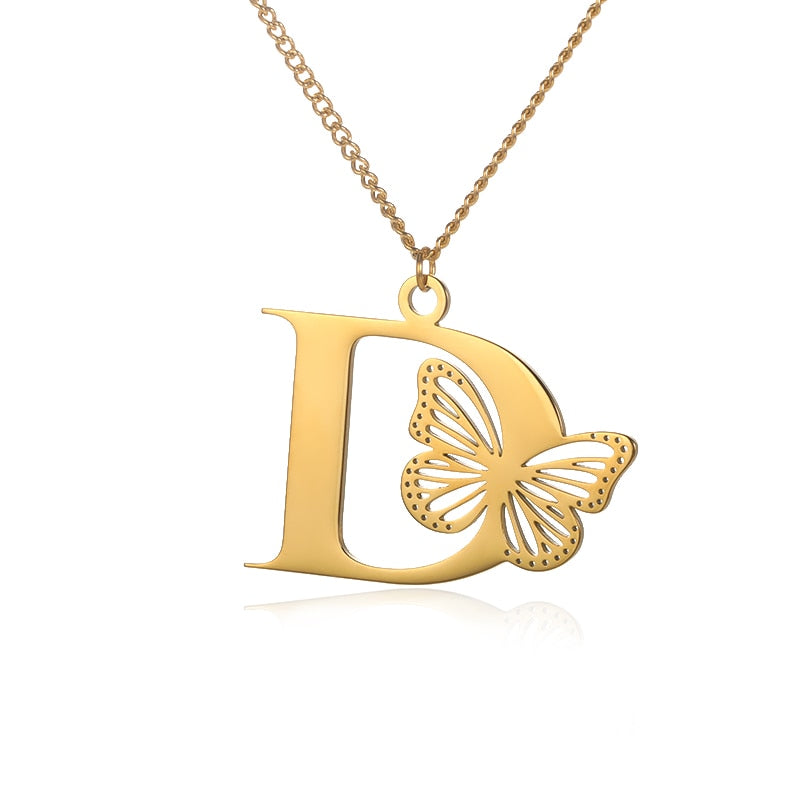 Dainty Big Butterfly Letters Necklaces For Women
