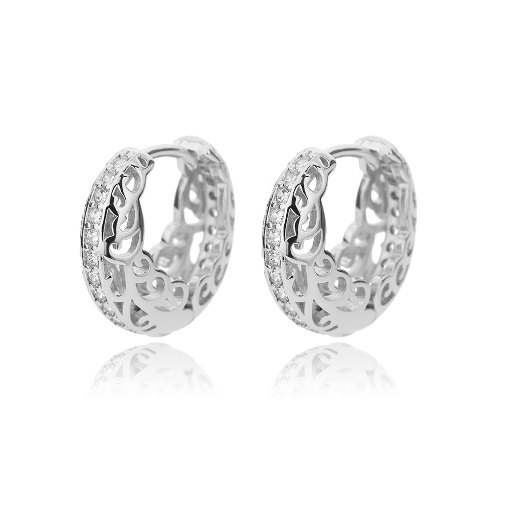 Zircon Round Stud Earrings For Women