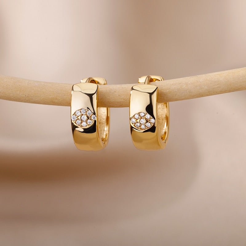 Heart Zircon Hoop Earrings for Women