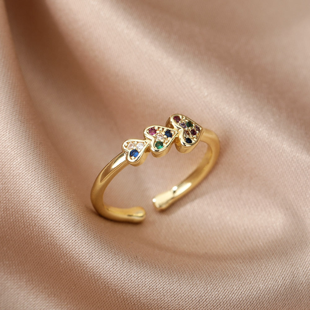 Women Bee Butterfly, Moon Heart Ring