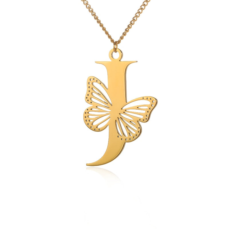 Dainty Big Butterfly Letters Necklaces For Women