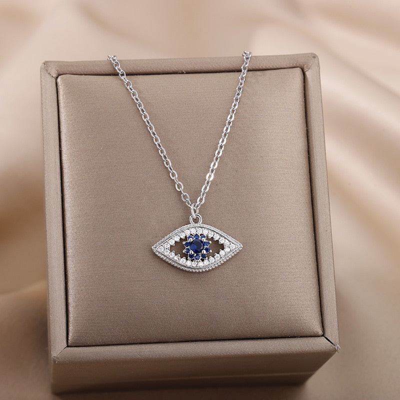 Zircon Evil Eye Pendant Necklace For Women