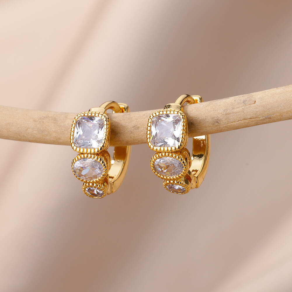 Heart Zircon Hoop Earrings for Women