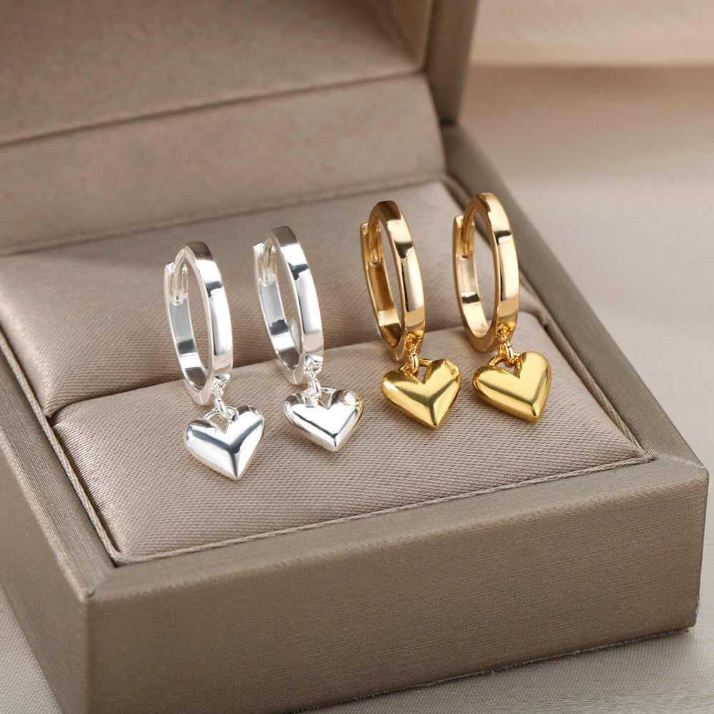 Vintage Gold Heart Earrings For Women