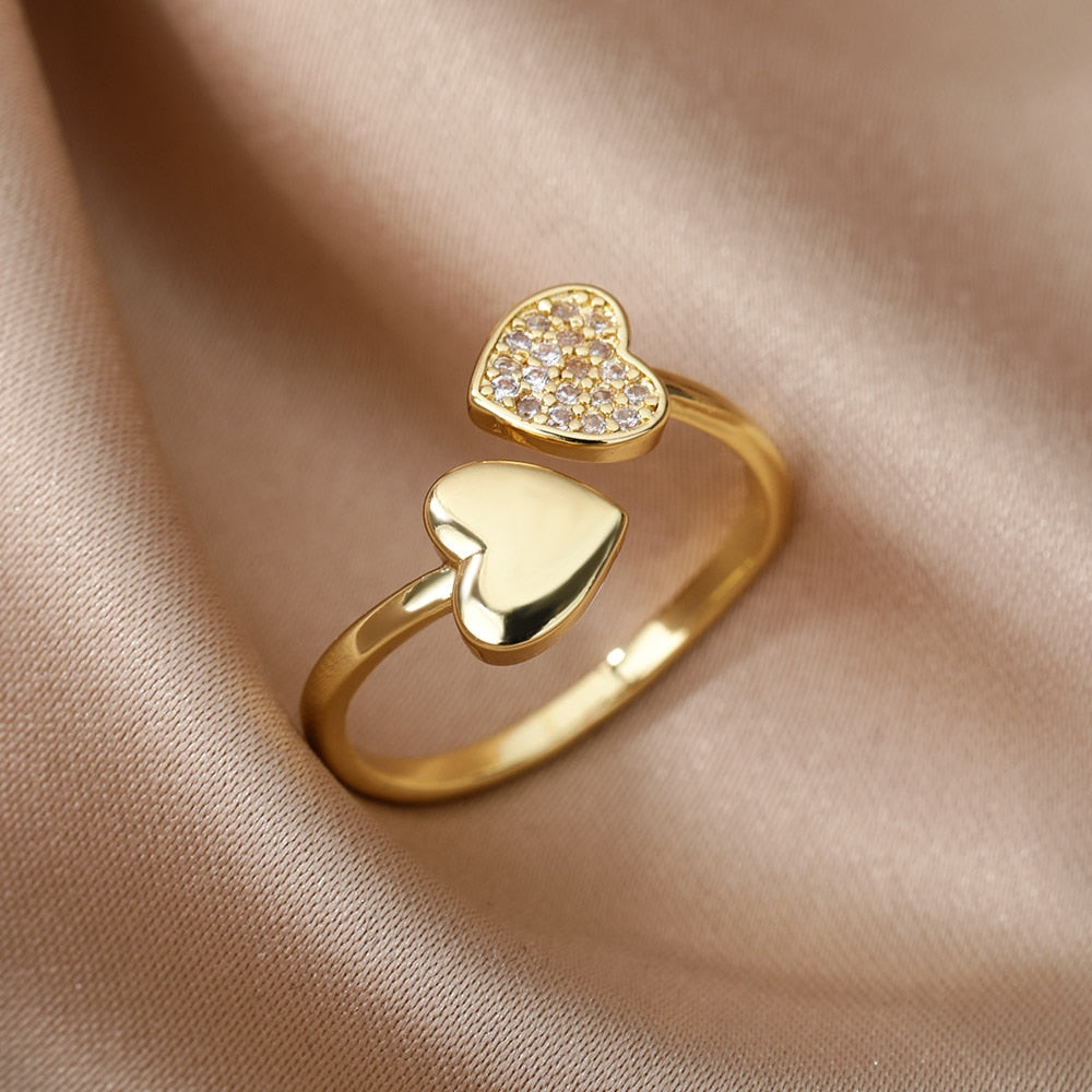 Women Bee Butterfly, Moon Heart Ring
