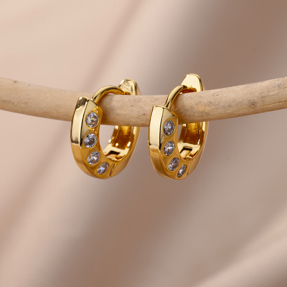 Heart Zircon Hoop Earrings for Women