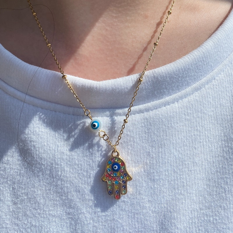 Zircon Evil Eye Pendant Necklace For Women