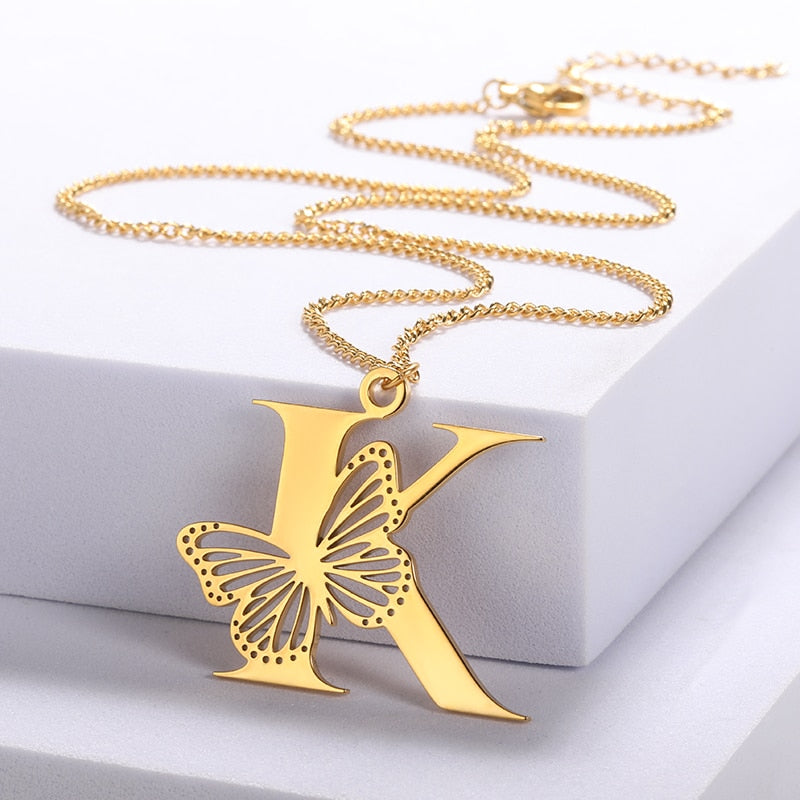 Dainty Big Butterfly Letters Necklaces For Women