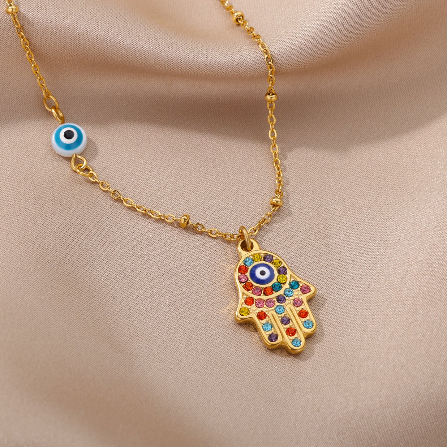 Zircon Evil Eye Pendant Necklace For Women