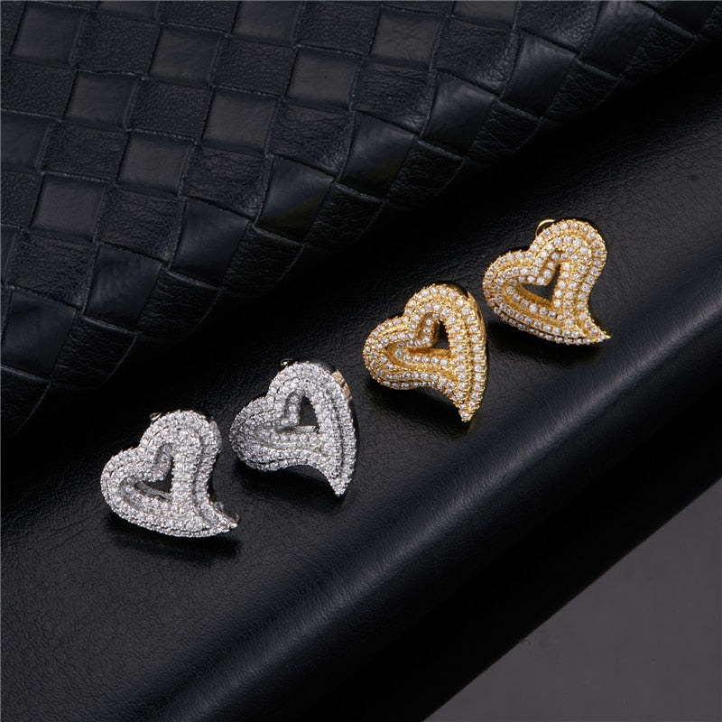 Heart Shape Cubic Copper Earrings