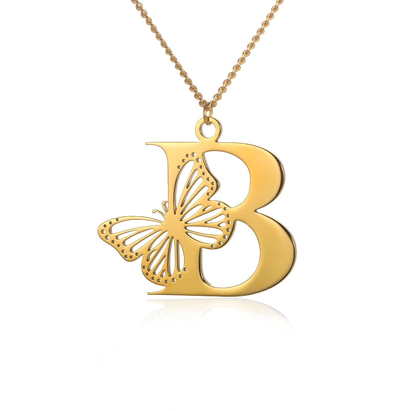 Dainty Big Butterfly Letters Necklaces For Women
