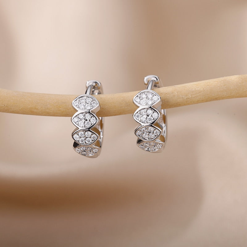 Heart Zircon Hoop Earrings for Women