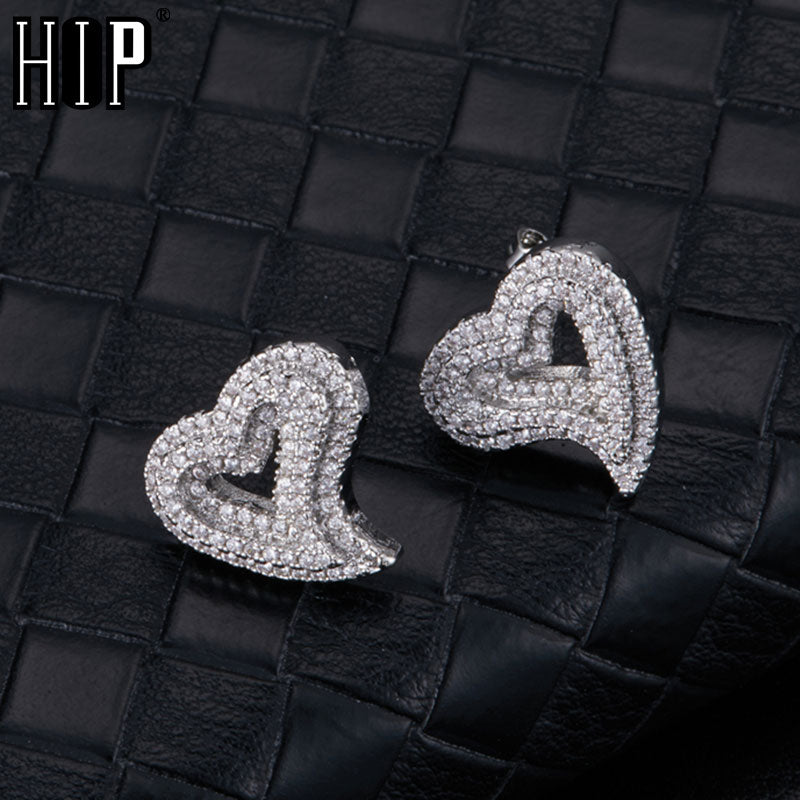 Heart Shape Cubic Copper Earrings