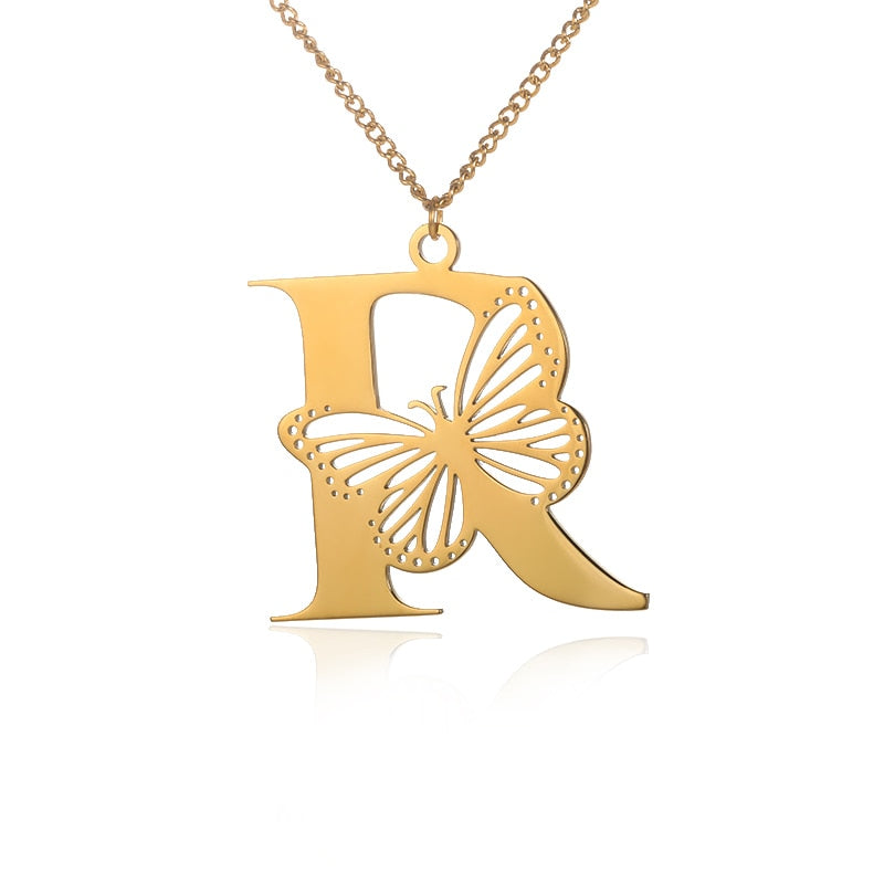 Dainty Big Butterfly Letters Necklaces For Women