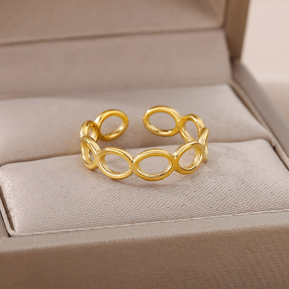 Stainless Steel Gold Color Rings For Women and Men