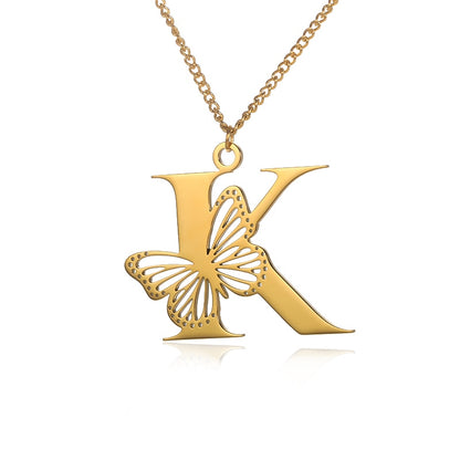 Dainty Big Butterfly Letters Necklaces For Women