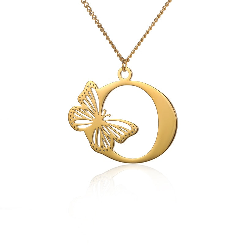 Dainty Big Butterfly Letters Necklaces For Women