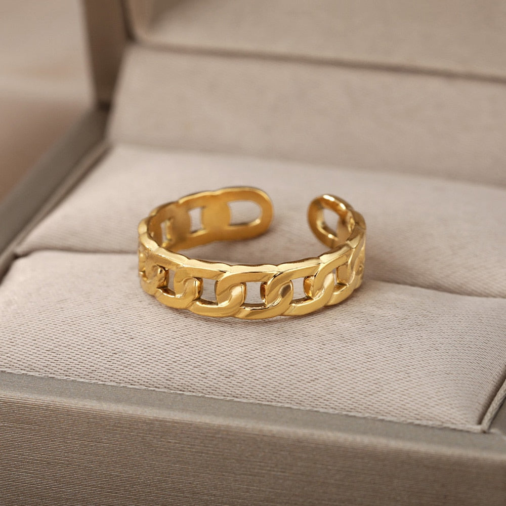 Stainless Steel Gold Color Rings For Women and Men