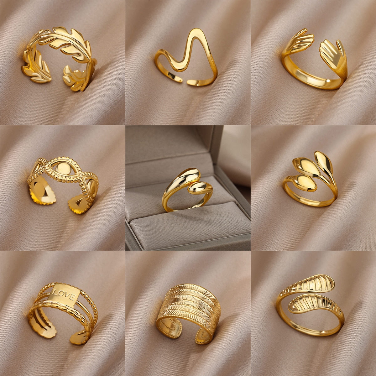 Stainless Steel Gold Color Rings For Women and Men