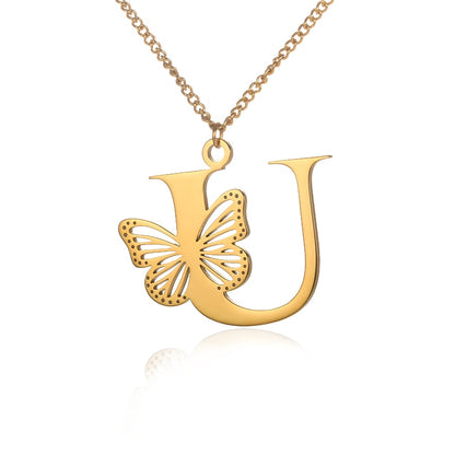 Dainty Big Butterfly Letters Necklaces For Women