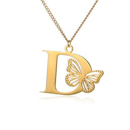 Dainty Big Butterfly Letters Necklaces For Women