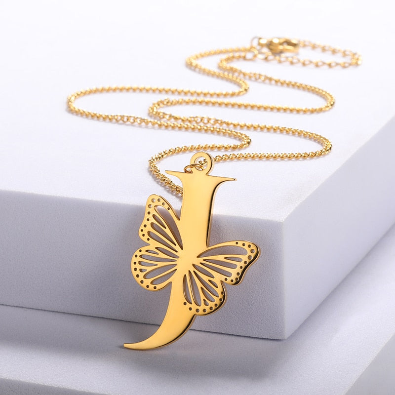 Dainty Big Butterfly Letters Necklaces For Women